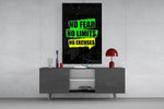 No Limits No Excuses Neon Green Glass Wall Art