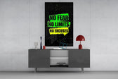 No Limits No Excuses Neon Green Glass Wall Art