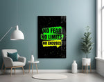 No Limits No Excuses Neon Green Glass Wall Art