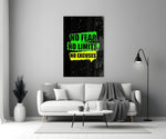 No Limits No Excuses Neon Green Glass Wall Art