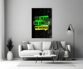 No Limits No Excuses Neon Green Glass Wall Art