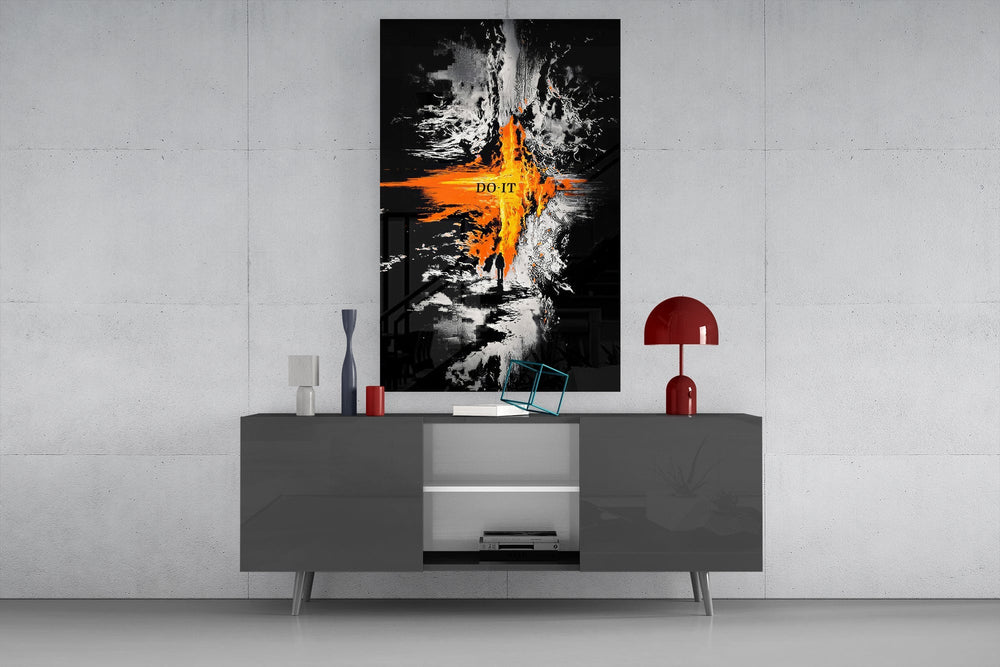 Do It Orange Lava Rift Motivation Glass Wall Art
