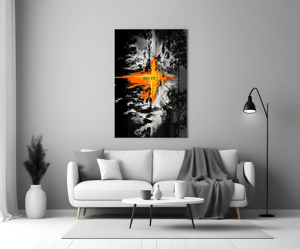 Do It Orange Lava Rift Motivation Glass Wall Art