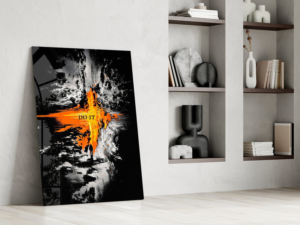 Do It Orange Lava Rift Motivation Glass Wall Art
