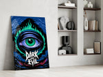 Dark and Evil Green Flame Eye Glass Wall Art