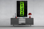 Realist Acid Green Stencil Band Glass Wall Art