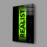 Realist Acid Green Stencil Band Glass Wall Art