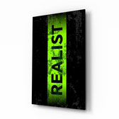 Realist Acid Green Stencil Band Glass Wall Art