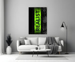 Realist Acid Green Stencil Band Glass Wall Art