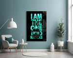Turquoise Word Stack Hidden Face Glass Wall Art