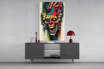 Many Faces Surreal Screaming Skull Glass Wall Art