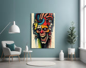 Many Faces Surreal Screaming Skull Glass Wall Art