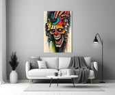 Many Faces Surreal Screaming Skull Glass Wall Art