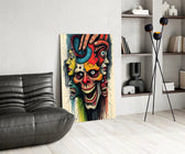 Many Faces Surreal Screaming Skull Glass Wall Art
