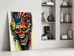 Many Faces Surreal Screaming Skull Glass Wall Art