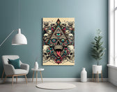 All Seeing Eye Triangle Skull Ink Glass Wall Art