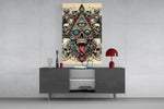 All Seeing Eye Triangle Skull Ink Glass Wall Art