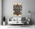 All Seeing Eye Triangle Skull Ink Glass Wall Art