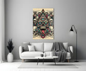 All Seeing Eye Triangle Skull Ink Glass Wall Art