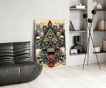 All Seeing Eye Triangle Skull Ink Glass Wall Art