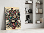 All Seeing Eye Triangle Skull Ink Glass Wall Art