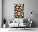 Sepia Theatre Masks Comedy Tragedy Glass Wall Art