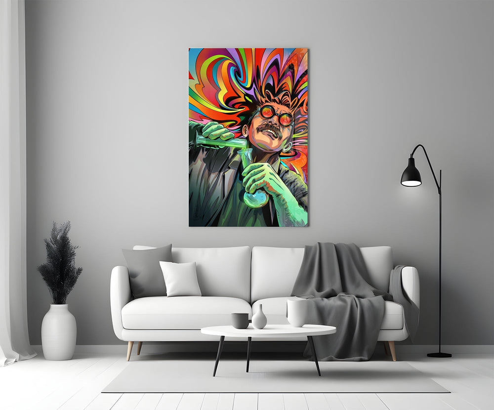 Neon Mad Scientist Green Potion Glass Wall Art