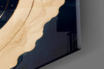 Navy and Gold Sun and Crescent Moon Glass Wall Art