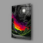 Neon Valley Moonlit Rainbow Sunset Glass Wall Art