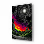 Neon Valley Moonlit Rainbow Sunset Glass Wall Art