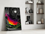 Neon Valley Moonlit Rainbow Sunset Glass Wall Art