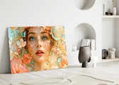 Peach Blossom Dreamer Portrait Glass Wall Art