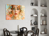 Peach Blossom Dreamer Portrait Glass Wall Art