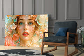 Peach Blossom Dreamer Portrait Glass Wall Art