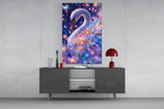 Violet Galaxy Crystal Swan Glass Wall Art