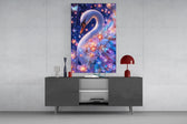 Violet Galaxy Crystal Swan Glass Wall Art