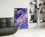Violet Galaxy Crystal Swan Glass Wall Art