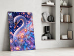 Violet Galaxy Crystal Swan Glass Wall Art