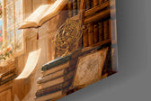 Floating Pages Sunlit Library Glass Wall Art