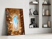 Floating Pages Sunlit Library Glass Wall Art