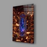 Starlit Library Floating Books Glass Wall Art