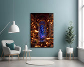 Starlit Library Floating Books Glass Wall Art