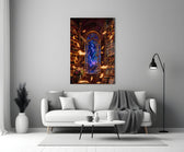 Starlit Library Floating Books Glass Wall Art