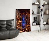 Starlit Library Floating Books Glass Wall Art