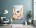 Iridescent Gold Filigree Butterfly Glass Wall Art