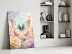 Iridescent Gold Filigree Butterfly Glass Wall Art
