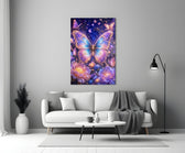 Gilded Butterfly Violet Night Garden Glass Wall Art