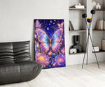 Gilded Butterfly Violet Night Garden Glass Wall Art