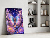Gilded Butterfly Violet Night Garden Glass Wall Art