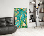 Turquoise Koi Pond Water Lily Glass Wall Art